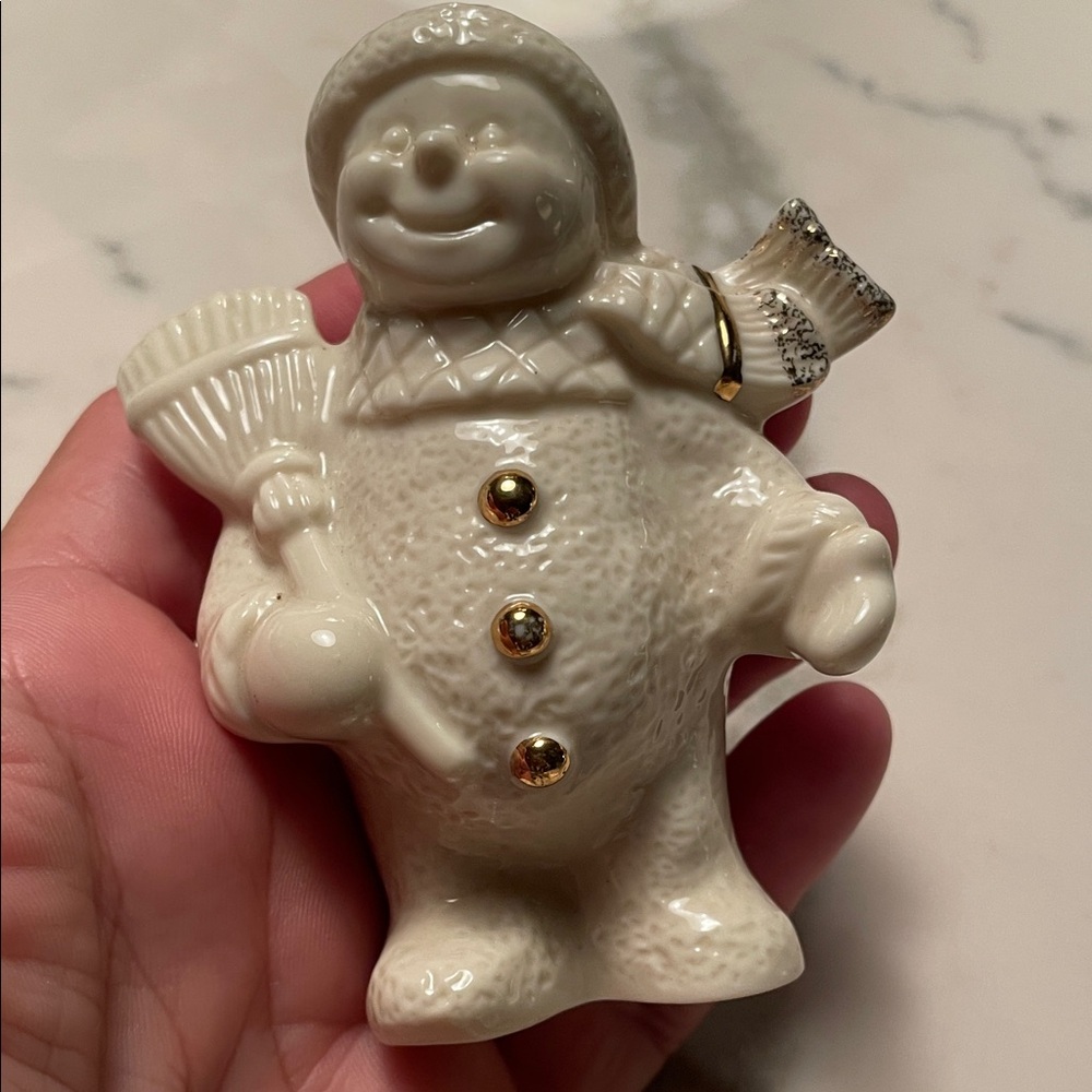 Lenox Cream Snowman Figurine with Gold Accents